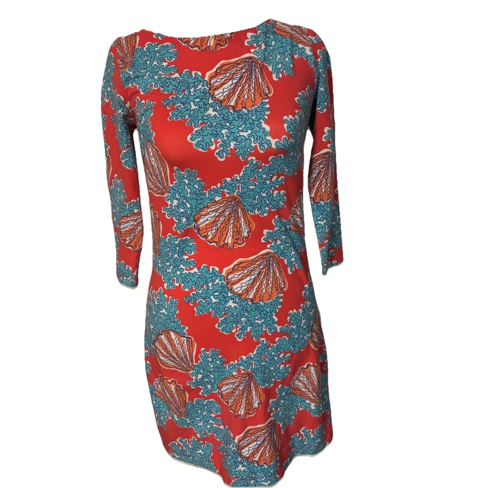 Lilly Pulitzer Women's Dress Size XS Pink Coral Shell Print Stretch Knit